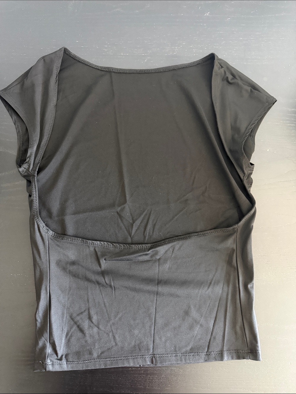 Black Women's Short Sleeve Scoop Back Top